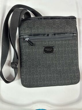 Michael Kors Black Embossed MK Logo crossbody Bag